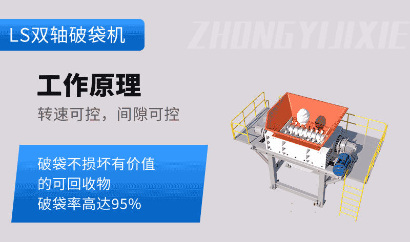 雙軸破袋機(jī)工作原理